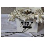 Vintage White Hand-Painted Cuckoo Clock with Weights and Pendulum