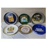 Set of 6 Beer Advertising Metal Bar Trays including Modelo, Bud Light, Schmidt