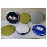 Set of 6 Beer Advertising Metal Bar Trays including Modelo, Bud Light, Schmidt
