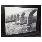 Framed Black and White Bridge Photo of The Stone Arch Bridge in the 1890s over the Mississippi Near St. Anthony Falls - approximately 35 inches wide and 29 inches tall