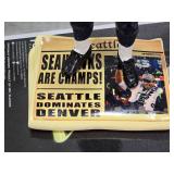 Lot of 3 Russell Wilson Bobblehead Figures including a Super Bowl Win Figure, Grizzlies and Dust Devils