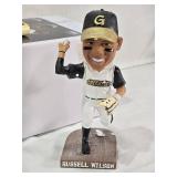 Lot of 3 Russell Wilson Bobblehead Figures including a Super Bowl Win Figure, Grizzlies and Dust Devils