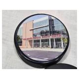 Ryan Poehling Autographed St. Cloud State Huskies Hockey Puck with 2 other Pucks including NCHC Official Game Puck and Herb Brooks National Hockey Center Commemorative Puck