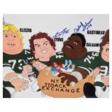New York Jets "N.Y. S(t)ack Exchange" Signed Cartoon Print Klecko, Lyons, Salaam, and Gastineau numbered 31/100