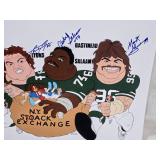 Signed NY Sack Exchange Cartoon Print Featuring Klecko, Lyons, Salaam, and Gastineau Numbered 37/100