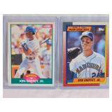 Lot of 2 Ken Griffey Jr. Baseball Cards Including 1989 Major League Debut and 1989 Rookie Score #100T