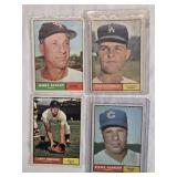 Lot of 4 Vintage 1961 Baseball Cards Featuring Don Drysdale, Richie Ashburn, Jerry Staley, and Larry Osborne