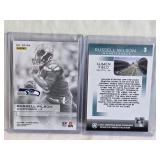 Lot of 2 Russell Wilson Football Cards including Panini Illusions Memorabilia Patch 1/100 and Onestar Gum Company #3