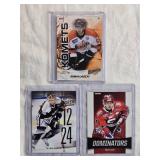 Lot of 3 Ryan Lasch Hockey Cards featuring Komets, Dominators, and Top Scorer cards.