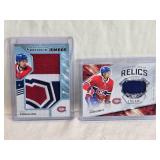 Lot of 2 Ryan Poehling Hockey Cards including Black Diamond Rookie Jumbos and Diamond Debut Relics Jersey 170/349.