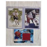 Lot of 3 Hockey Cards Featuring Ryan Poehling Jumbo Relic, Rostislav Klesla First Edition, and Joe Juneau