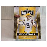 Lot of 2020 Leaf Draft Football Cards Featuring Joe Burrow, Justin Jefferson, and Jalen Hurts and Empty Box