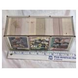 8" Plastic Case of Various Brand NFL Football Cards Including from 2008 Upper Deck Football Heroes, Fleer Ultra 