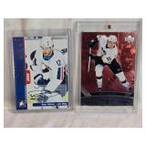 Lot of 2 Ryan Malone Hockey Cards including 2006-07 In The Game International Ice Autographed and 2006-07 Upper Deck Black Diamond Limited Edition 012/100