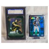 Lot of 2 Football Rookie Cards Featuring Danny Farmer 2000 UD Rookie Encore SGC 9 and Rien Long Bowman Chrome Rookie