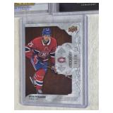 Lot of 3 Ryan Poehling Hockey Cards including Upper Deck Canvas Rookie, Engrained Rookie Numbered 06/10, and Obsidian Rookies.