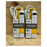 6-Outlet White Power Strip w/3 ft. Cord (lot of 2)