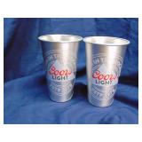 Two Coors Light 22 oz "laser wrap" aluminum cups