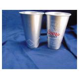 Two Coors Light 22 oz "laser wrap" aluminum cups
