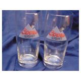 Two Coors Light 16oz Pub Glasses
