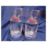 Two Coors Light 16oz Pub Glasses
