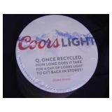 Coors Light trivia coasters in one sleeve
