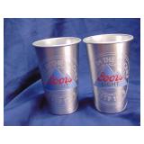 Two Coors Light 16 oz "laser wrap" aluminum cups