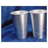 Two Coors Light 16 oz "laser wrap" aluminum cups