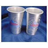 Two Coors Light 16 oz "laser wrap" aluminum cups