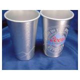 Two Coors Light 16 oz "laser wrap" aluminum cups