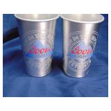 Two Coors Light 16 oz "laser wrap" aluminum cups