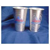 Two Coors Light 16 oz "laser wrap" aluminum cups