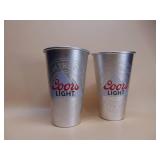 Two Coors Light 22 oz "laser wrap" aluminum cups