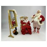 1998 Possible Dreams Clothtique Collection Santa Dress Rehearsal with Mirror & Mrs. Claus Woman behind Christmas