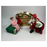 1994 Possible Dreams Clothtique Collection Kneeling Santa with Little Girl in front of Fireplace