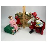 1994 Possible Dreams Clothtique Collection Kneeling Santa with Little Girl in front of Fireplace