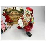 1994 Possible Dreams Clothtique Collection Kneeling Santa with Little Girl in front of Fireplace