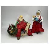 1988 Possible Dreams Clothtique Collection Exhausted Santa & Mrs. Claus with Doll