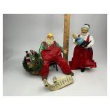 1988 Possible Dreams Clothtique Collection Exhausted Santa & Mrs. Claus with Doll