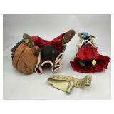 1988 Possible Dreams Clothtique Collection Exhausted Santa & Mrs. Claus with Doll