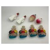 Vintage Christmas Milk Glass Snowman Light Bulbs and and Light Covers