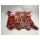 4 Vintage Christmas Stockings with Contents