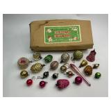 Antique Mini Christmas Ornaments with Box