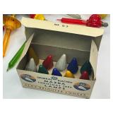 Vintage Christmas Bubble Lights, Light Reflectors, NOS GE Mazda Christmas Tree Lamps, and Mini replacement Lamps