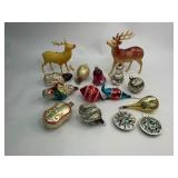 Vintage Christmas Glass Ornament Lot with Reindeer
