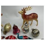 Vintage Christmas Glass Ornament Lot with Reindeer