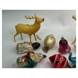 Vintage Christmas Glass Ornament Lot with Reindeer