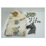 Elephant & Zebra Bathroom Decor & Shower Curtain & Hooks