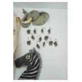 Elephant & Zebra Bathroom Decor & Shower Curtain & Hooks