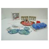 Christmas Ornaments and Metal Serving Tray